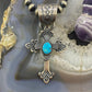 Kevin Billah Native American Sterling Turquoise Decorated Unisex Cross Pendant