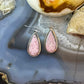 Native American Sterling Silver Teardrop Rhodonite Dangle Earrings For Women