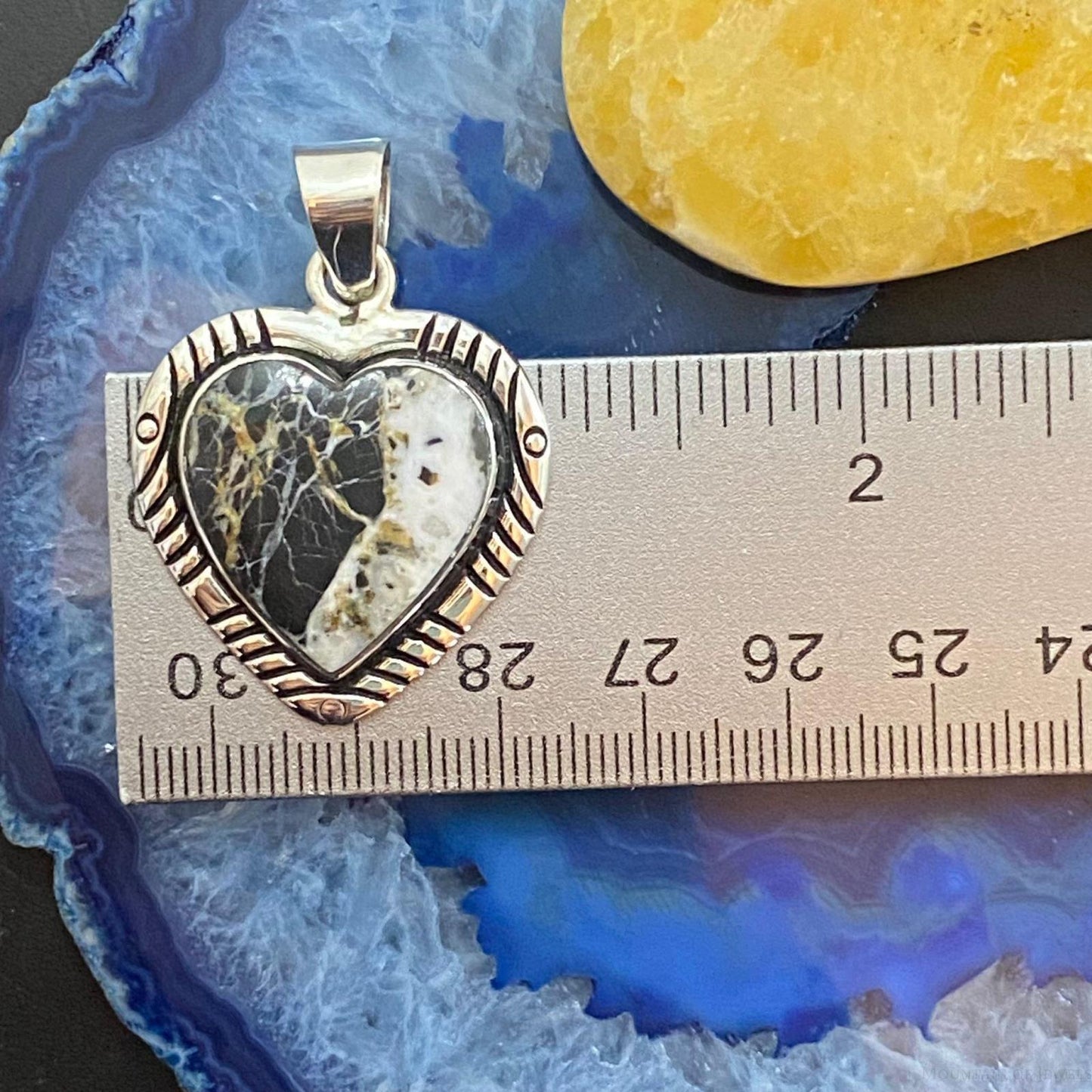 Native American Sterling Silver White Buffalo Heart Pendant For Women #2
