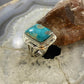 Native American Sterling Silver Rectangle Turquoise Mini Bar Ring Size 8 For Women