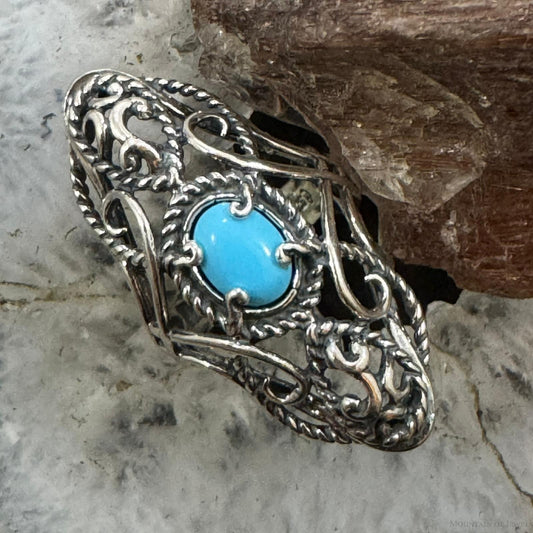 Carolyn Pollack Sterling Silver Oval Sleeping Beauty Turquoise Ring Size 5.5 For Women