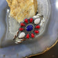 Carolyn Pollack Southwestern Style Sterling Silver Red Coral, White Agate, Lapis Cluster Bracelet For Women