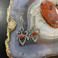 Kevin Billah Stamped Sand Cast w/Coral Sterling Silver Dangle Earrings For Women