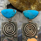 Alex Sanchez Native American Sterling Silver Turquoise Petroglyph Dangle Earrings For Women #1