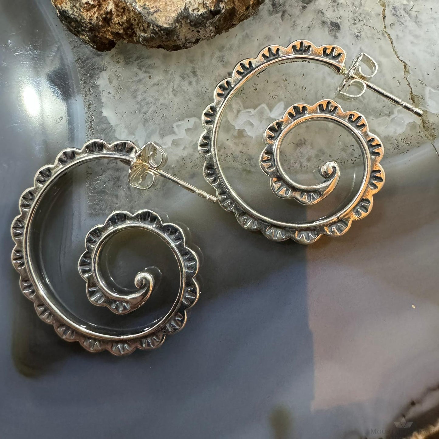 Carolyn Pollack Sterling Silver Stamped Spiral Post Earrings For Women