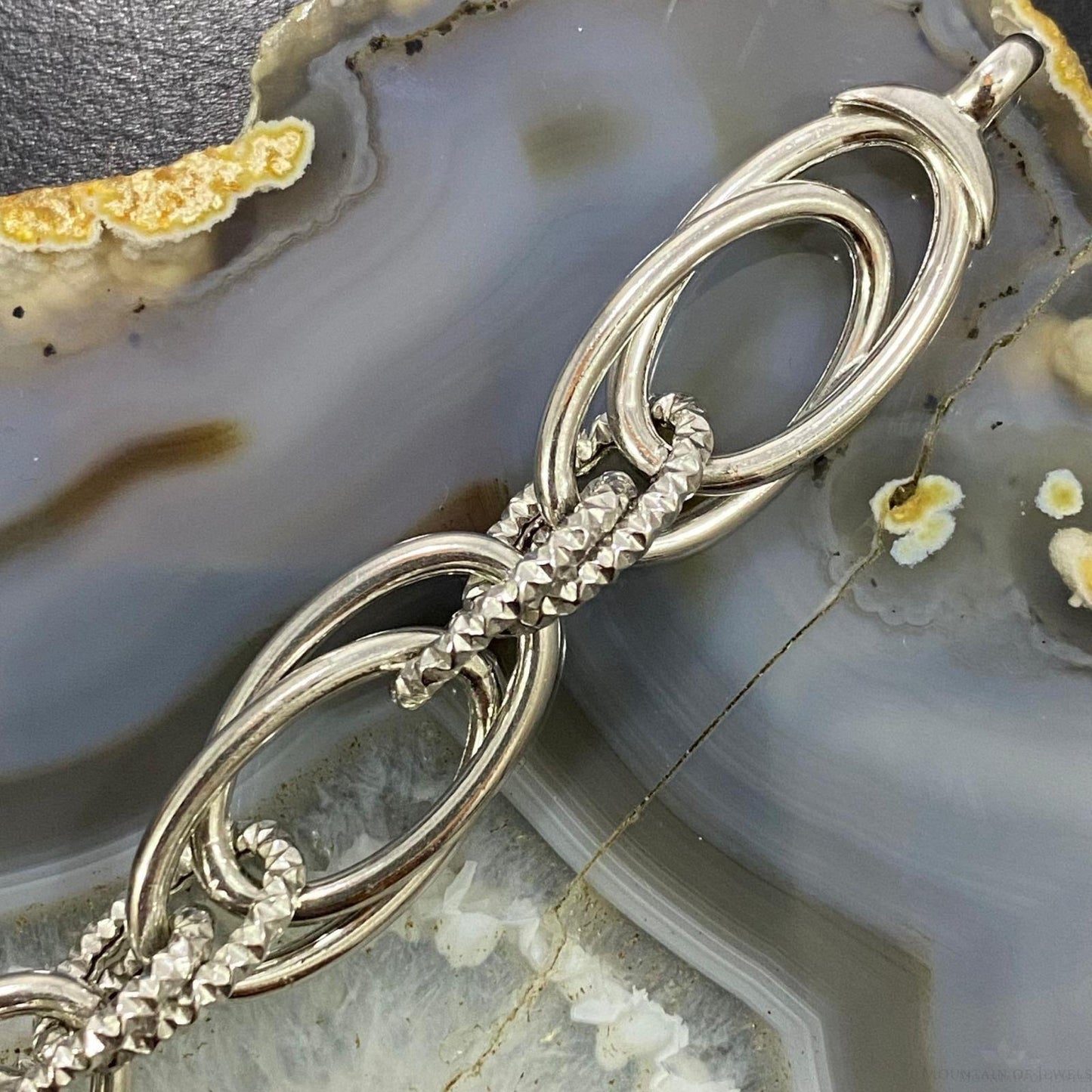 Sterling Silver Lobster Clasp Fashion Italian 8" Double Link Bracelet For Women