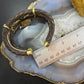 Carolyn Pollack Sterling Silver & Brass 4 Turquoise Dk Brown Leather Decorated Bracelet