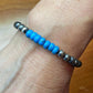 Navajo Pearl and Turquoise 6mm Beads Sterling Silver 8" Bangle For Women
