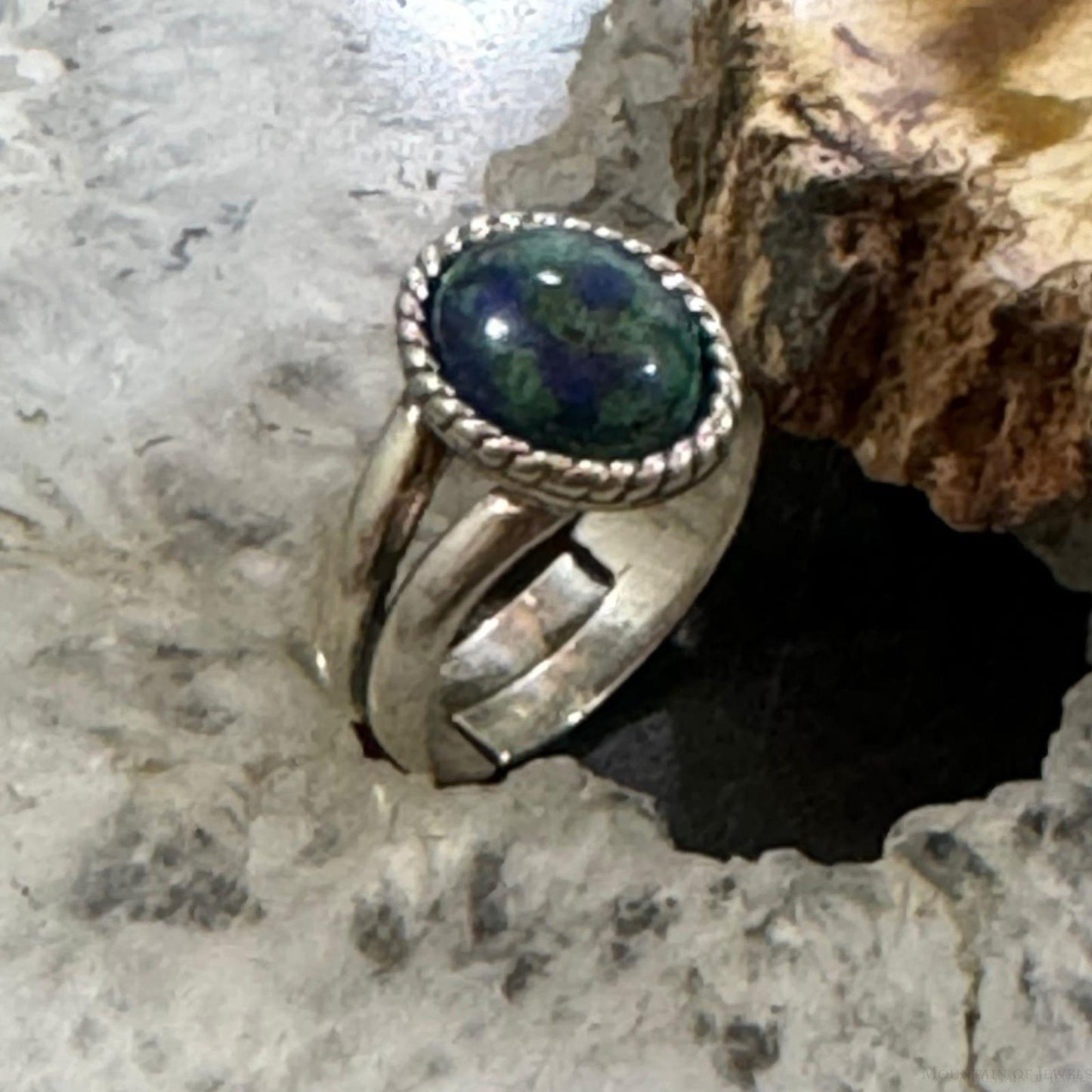 Carolyn Pollack Southwestern Style Sterling Silver Oval Chrysocolla Ring Size 6 For Women