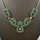 Vintage Native American Sterling Turquoise Needlepoint Cluster 17" Necklace For Women