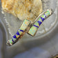 Native American Sterling Silver Fire Opal & Lapis Inlay Bracelet For Women