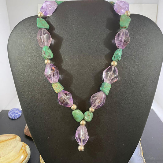 Carolyn Pollack Sterling Silver Amethyst & Green Turquoise Necklace For Women