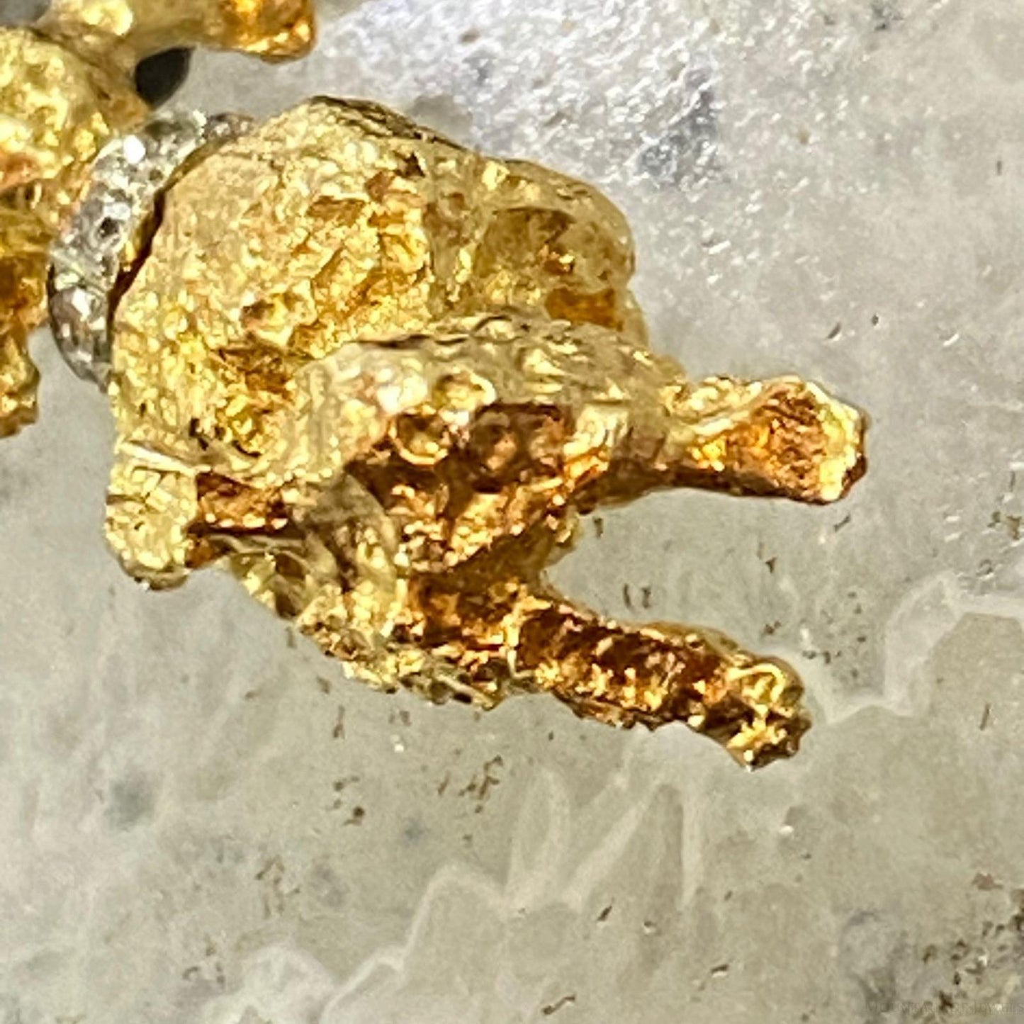 14K Yellow Gold Poodle with Diamonds Pendant