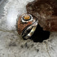 Carolyn Pollack Sterling Silver & Copper Round Citrine Decorated Ring For Women
