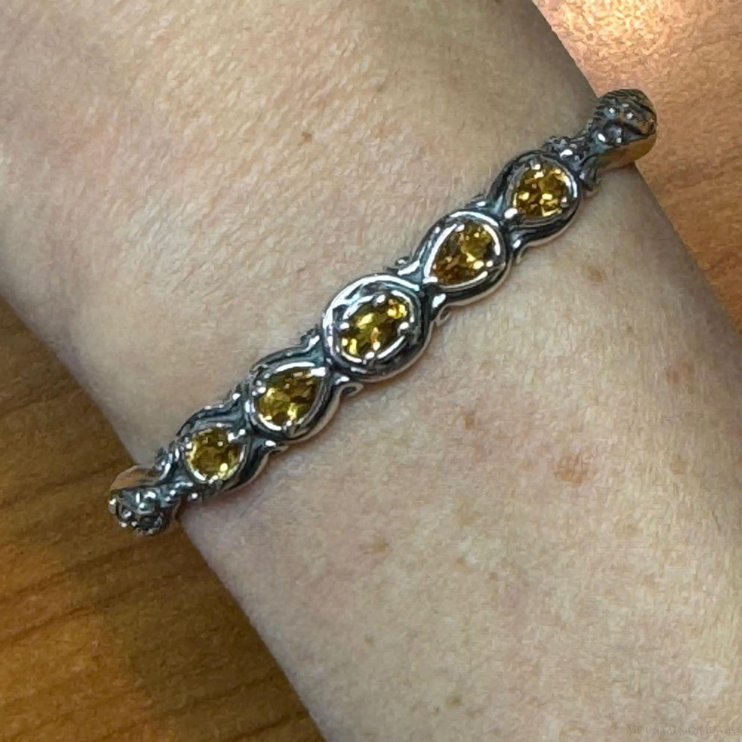 Carolyn Pollack Sterling Silver 5 Faceted Citrine Decorated Bracelet For Women