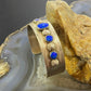 Vintage Native American Sterling Silver Blue Fire Opal Texture Bracelet For Women