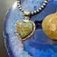 Native American Sterling Silver Boulder Ribbon Turquoise Heart Pendant For Women #1