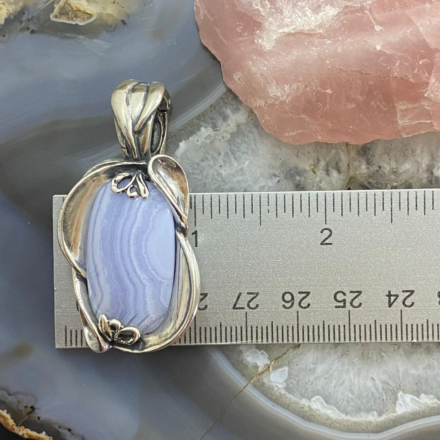 Carolyn Pollack Southwestern Style Sterling Silver Blue Lace Agate Pendant For Women