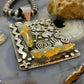 Alex Sanchez Native American Sterling Silver 2 Bumblebee Jasper Petroglyph Tablet Unisex Pendant