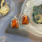 Native American Sterling Silver Trapeze Spiny Oyster Dangle Earrings For Women