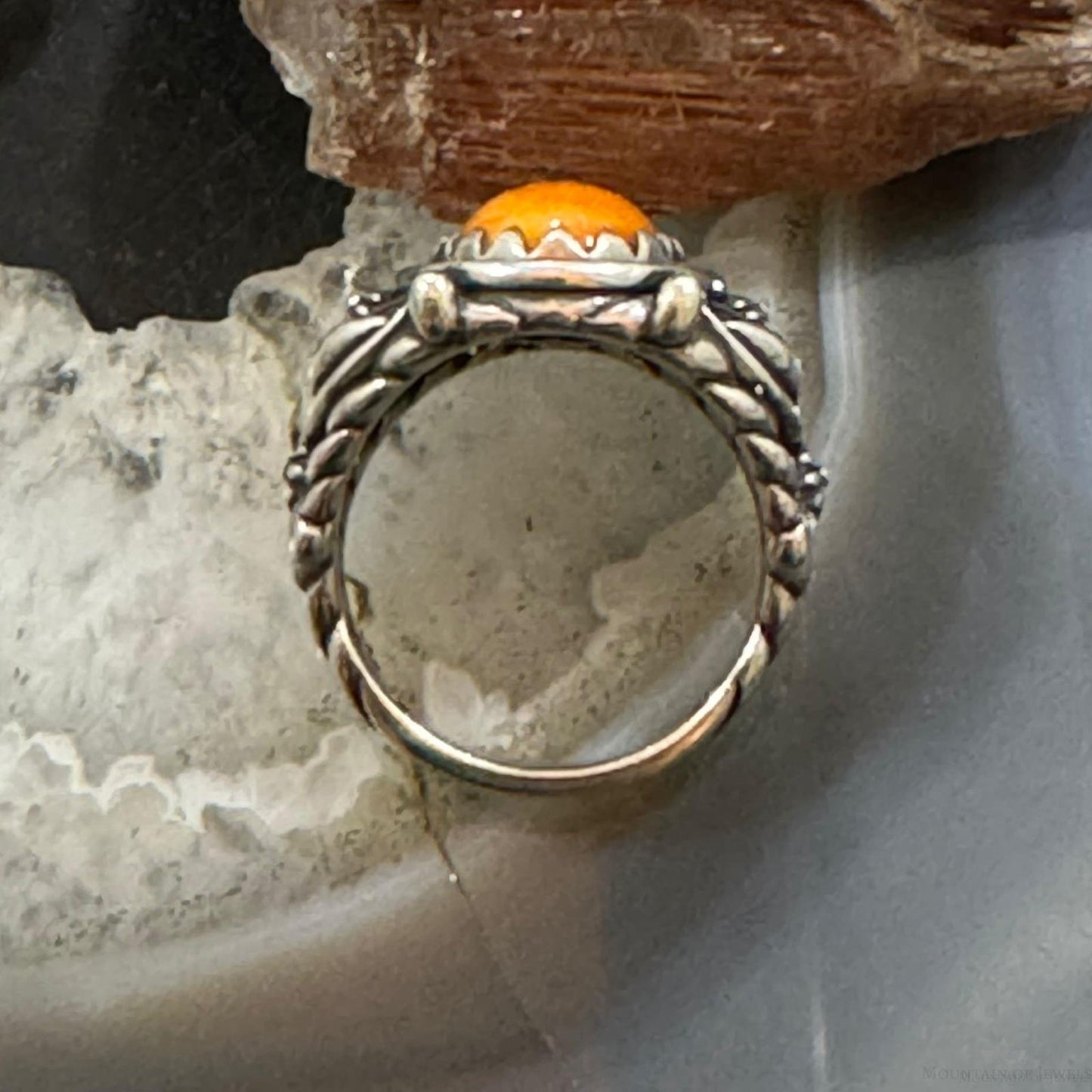 Carolyn Pollack Sterling Silver Oval Orange Spiny Oyster Decorated Dome Ring For Women