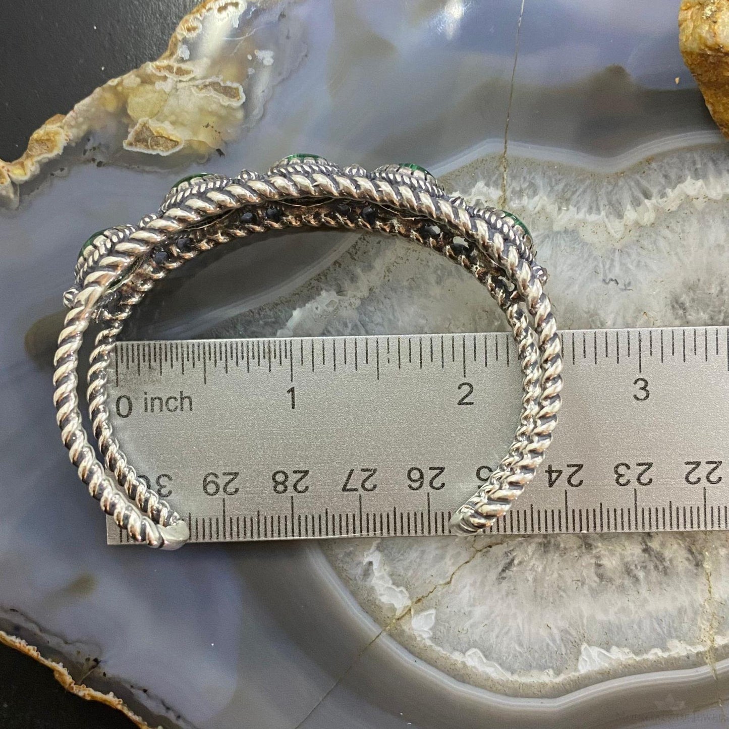 Carolyn Pollack Vintage Southwestern Style Sterling Silver Malachite Bracelet For Women