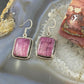 Native American Sterling Silver Square Purple Spiny Oyster Dangle Earrings For Women