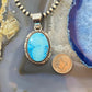 Native American Sterling Silver Oval Blue Ridge Turquoise Pendant For Women