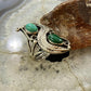 Vintage Native American Silver Turquoise & Malachite Decorated Ring Size 7.75 For Women