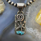 Alex Sanchez Native American Sterling Silver Petroglyph Turquoise Dainty Pendant #6