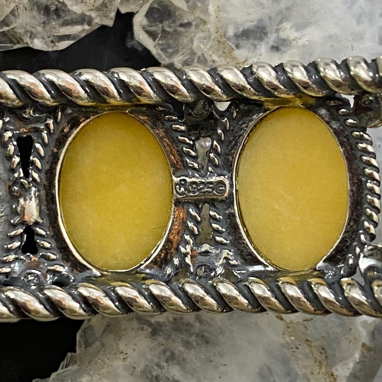Carolyn Pollack Southwestern Style Sterling Silver Yellow Jasper Row Bracelet For Women