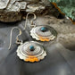 Native American Sterling Silver Turquoise Dot Flower Concho Dangle Earrings For Women