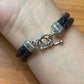 Carolyn Pollack Sterling Silver Snowflake Obsidian Braided Leather Bracelet For Women