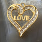 10K Yellow Gold Diamonds LOVE Heart Shape Pendant Necklace For Women
