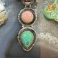 Native American Sterling Silver Pink Conch Shell & Turquoise Pendant For Women #1