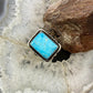 Native American Sterling Silver Rectangle Blue Ridge Turquoise Mini Bar Ring Size 6.5 For Women #1