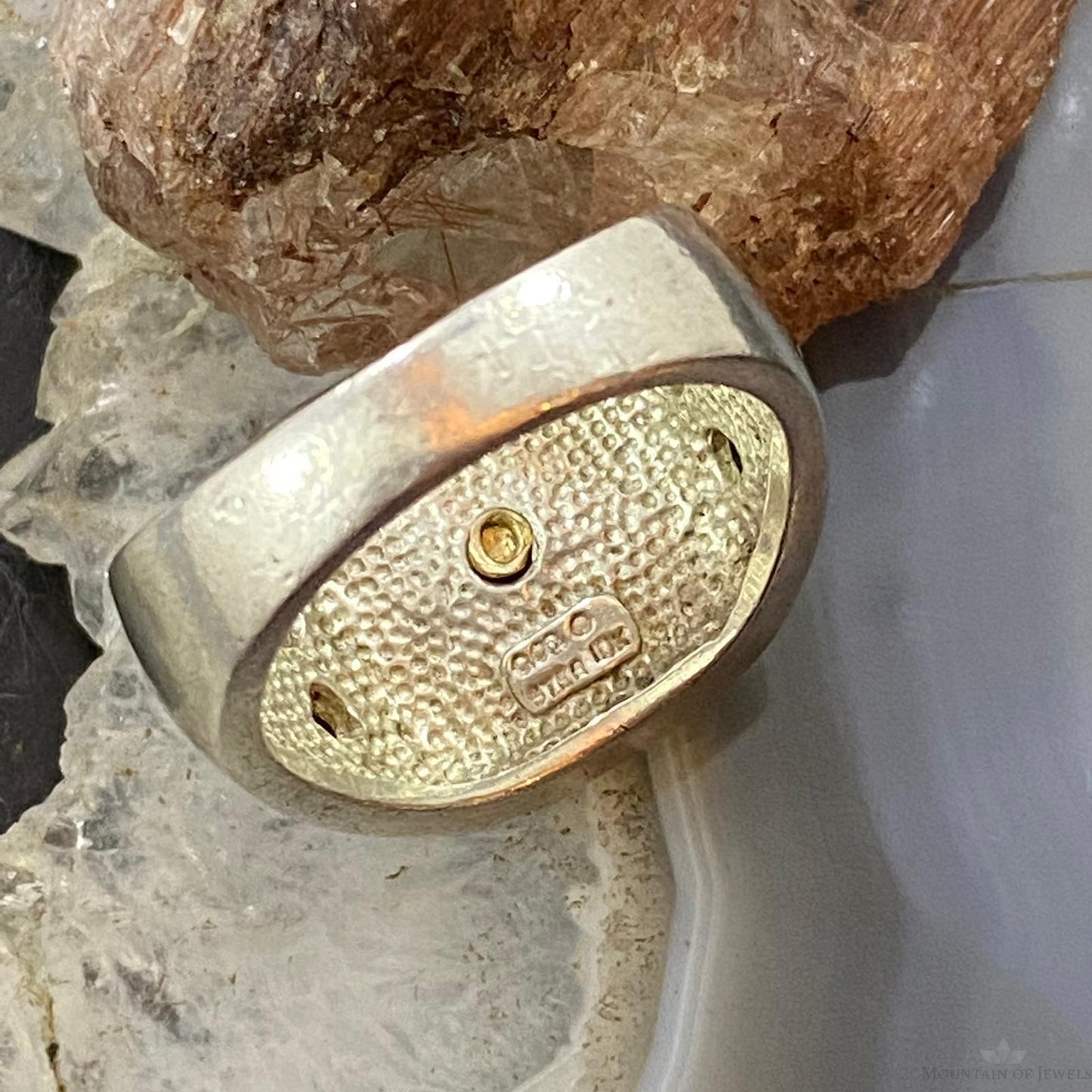 Vintage Sterling Silver & 10K Gold Leaves Fancy Shield Ring Size 11 For Men
