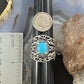 Carolyn Pollack Southwestern Style Sterling Silver Oval Turquoise Decorated Shield Ring Size 10.25 For Women
