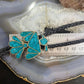 Vintage Native American Silver Turquoise Chip Inlay Peyote Bird Bolo Tie For Men