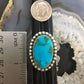 Vintage Native American Silver Large Oval Turquoise Unisex Ring Size 11.5