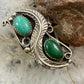 Vintage Native American Silver Turquoise & Malachite Decorated Ring Size 7.75 For Women