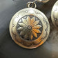 Native American Sterling Silver Stamped Flower Concho Dangle Earrings For Women