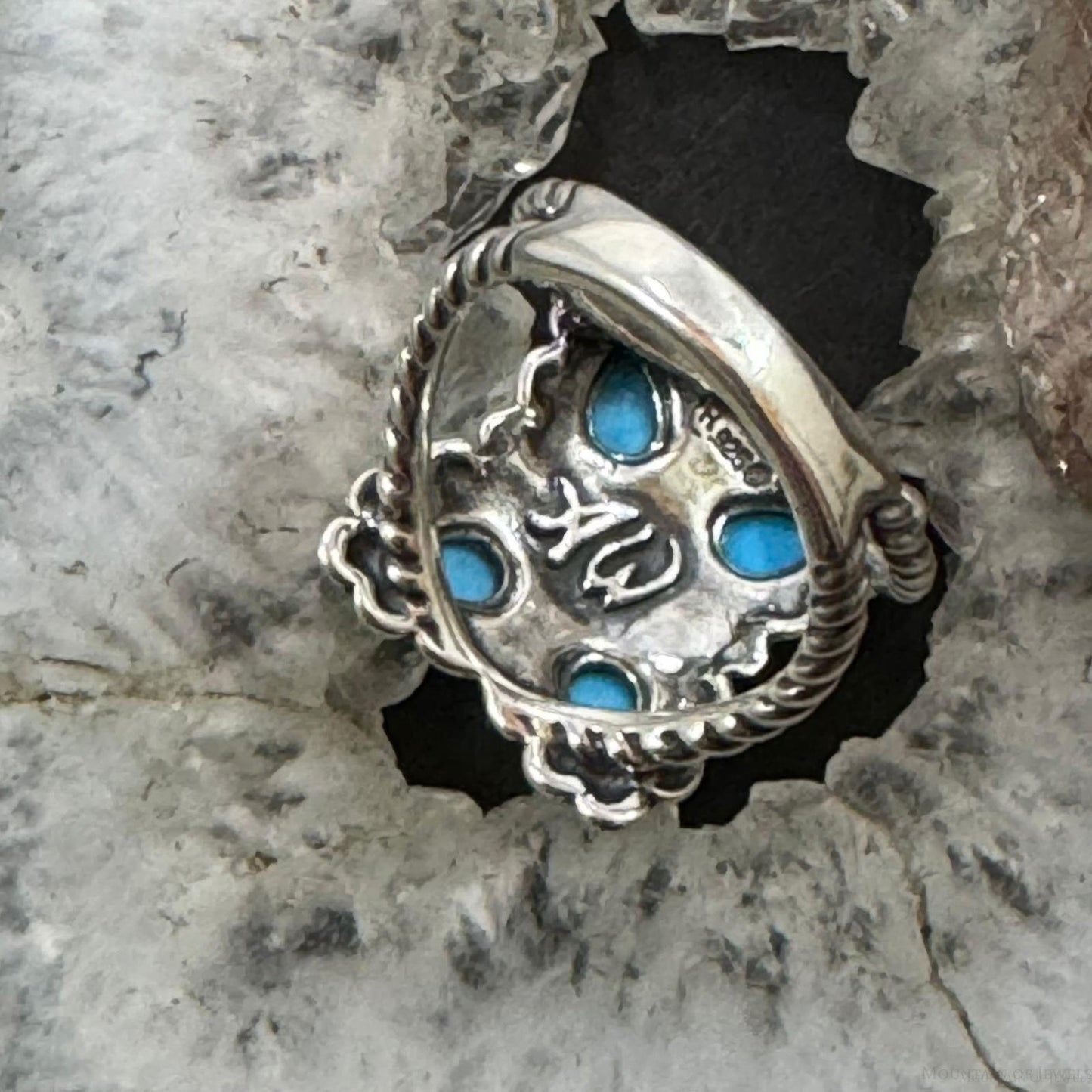 Carolyn Pollack Sterling Silver 4 Sleeping Beauty Turquoise Ring Size 10 For Women