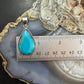 Native American Sterling Silver Teardrop Blue Turquoise Decorated Unisex Pendant