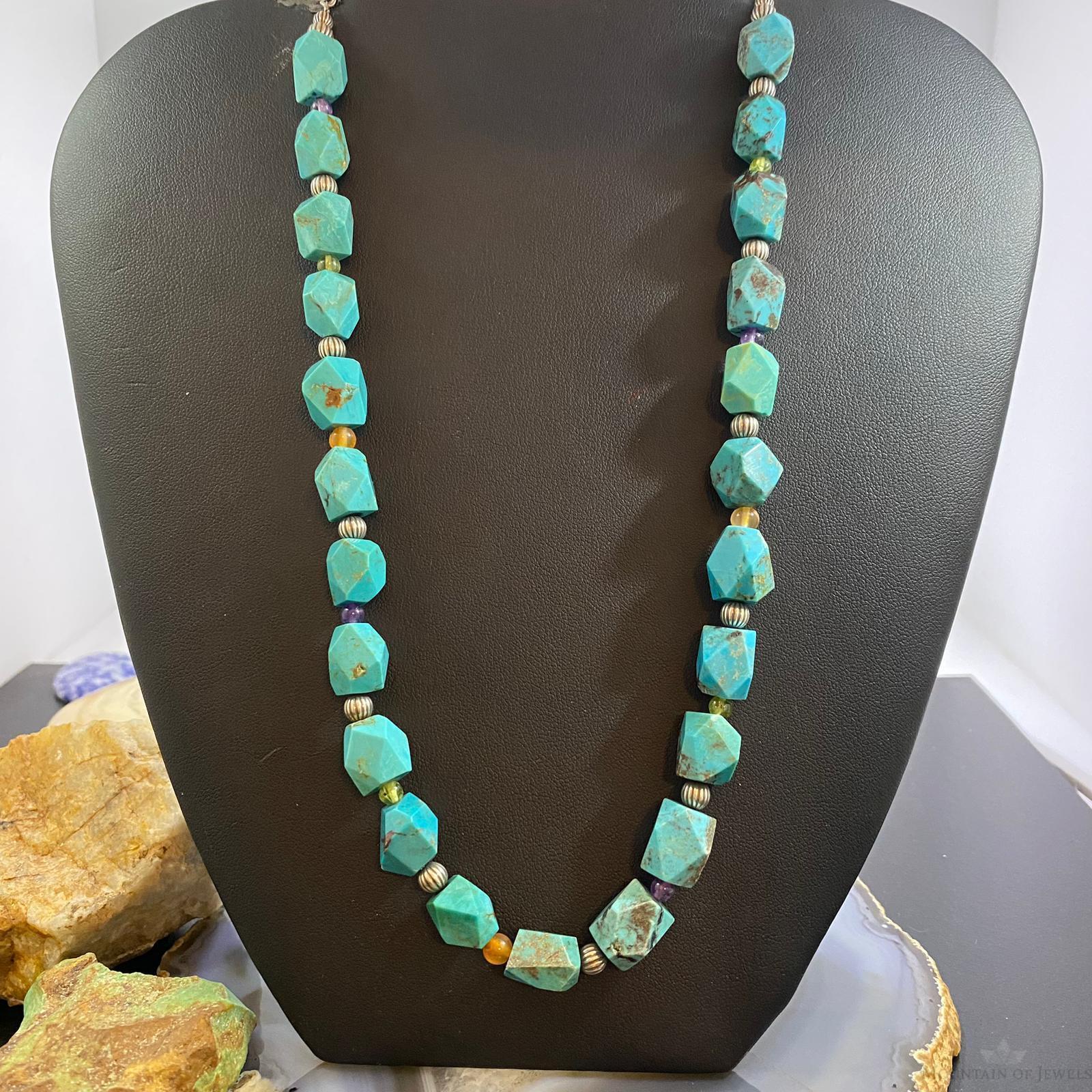 Carolyn Pollack Southwestern Style Sterling Silver Chunky Turquoise Necklace Mountain of Jewels Jewelry Watches Ethnic Regional Tribal Necklaces Pendants