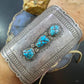 Antique Native American Silver, Leather & 3 Kingman Turquoise Ketoh Bow Guard
