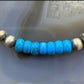 Navajo Pearl and Turquoise 6mm Beads Sterling Silver 8" Bangle For Women