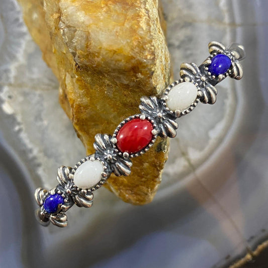 Carolyn Pollack Southwestern Style Sterling Silver Multi-Gemstone Decorated Bracelet For Women