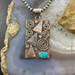 Alex Sanchez Native American Sterling Silver Turquoise Rectangle Unisex Petroglyph Pendant