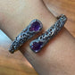 Carolyn Pollack Sterling Silver Amethyst Doublet Overlapping Decorated Hinged Bracelet